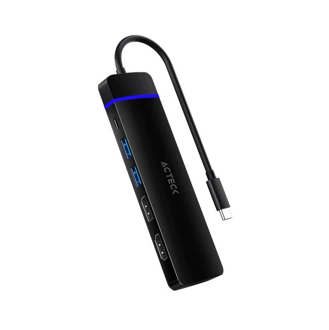 HUB Acteck Gate 8V DH676 Negro 8 en 1 2xHDMI 4K/DP/2xUSB 3.0/SD/MicroSD/Tipo C PD 100W Elite Serires