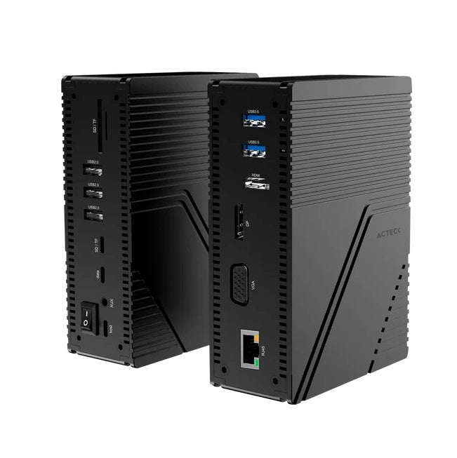 HUB Acteck Gate 14V DH696 Elite SeriesNegro 14 en 1 VGA/HDMI/DP/USB/Tipo C/microSD