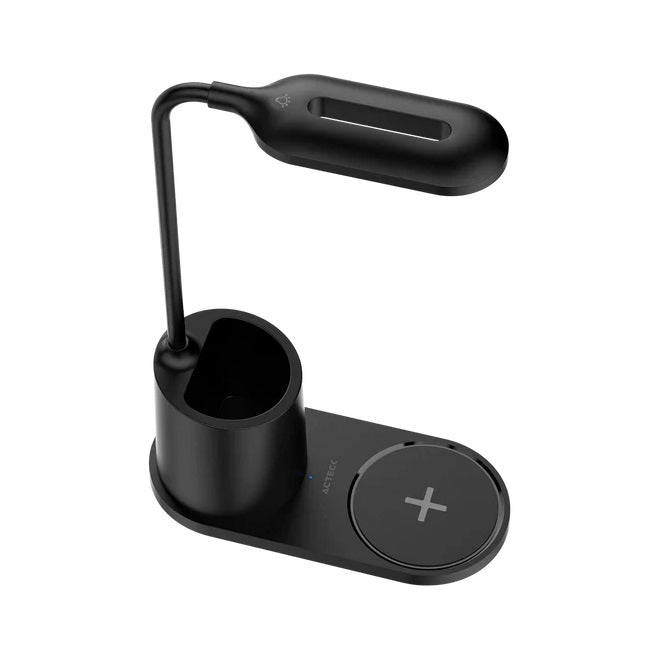 Cargador Acteck Inalambrico Energon Lumimate CI711 Lampara Led Carga Inalámbrica Portalápices para Smartphones/Iphone Negro