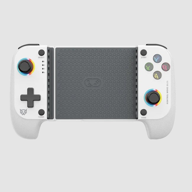 Gamepad Inalambrico para Móvil Balam Rush Kontrol Move G626 Blanco BT 5.0 Compatible con Android IOS Botones Mecánicos Gatillos Sensibles FuncionesTurbo RGB Recargable Legend