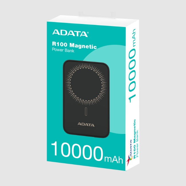 Cargador ADATA Power Bank 10000mAh negro magnetico (carga inalambrica) R100 PR100-12BK