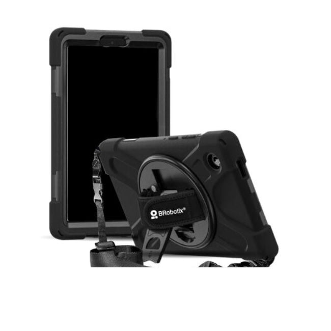 Funda Brobotix de uso rudo con correa y giro 360 para galaxy A11 8.7 compatible con X130/X133 modelo 406924 color Negro