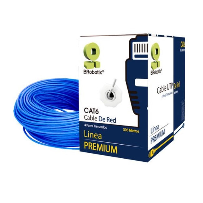 Bobina Brobotix CAT6 para interiores CCA UTP 305mtr color Azul