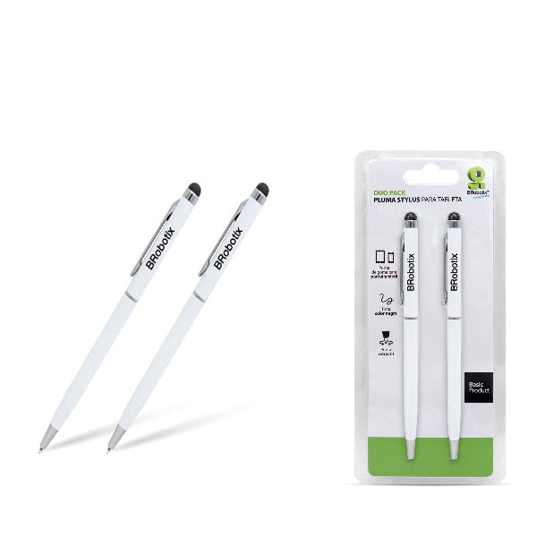 Pluma stylus Brobotix para tableta DUO PACK color Blanca