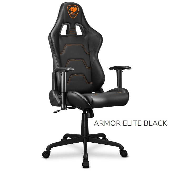 Silla Gamer Cougar ARMOR ELITE Negro Reclinable 160grados Tapizado Cuero de PVC con almohadillas
