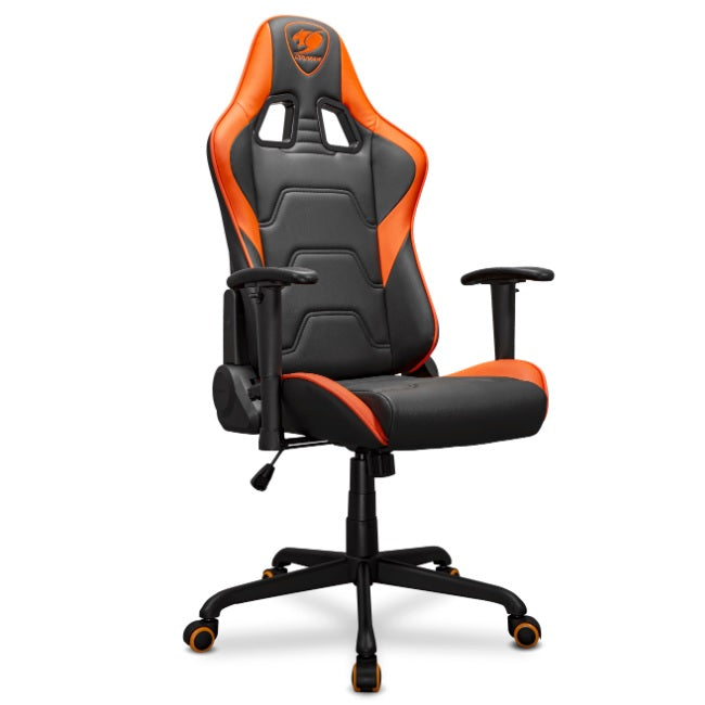 Silla Gamer Cougar ARMOR ELITE Negro/Naranja Reclinable 160grados Tapizado Cuero de PVC con almohadillas