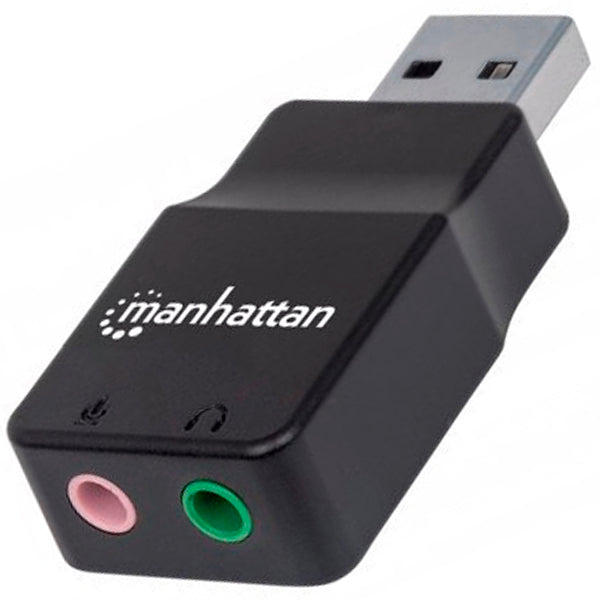 Adaptador de audio Manhattan de USB-A a 3.5mm con entrada de microfono/salida de audio admite sonido estereo 2.1 Modelo 152754