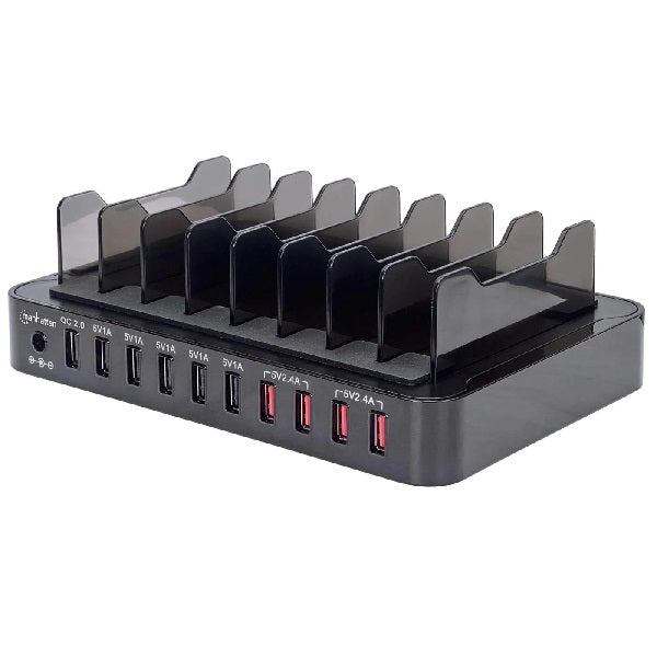 Estacion de carga Manhattan USB-A con 10 puertos Base de carga USB 12Ah con QC 2.0 Modelo 180009