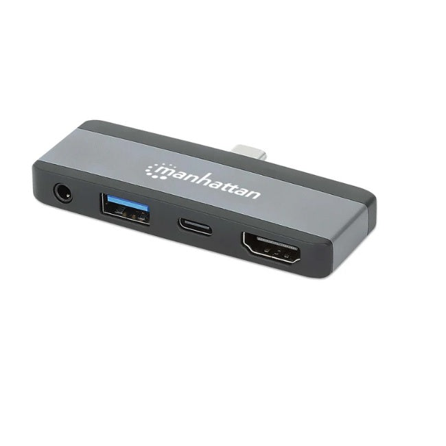 Docking Station Manhattan negro/gris 1xAudio 1xUSB C 1xUSB A 1xHDMI 4K 30Hz 77x28x10mm