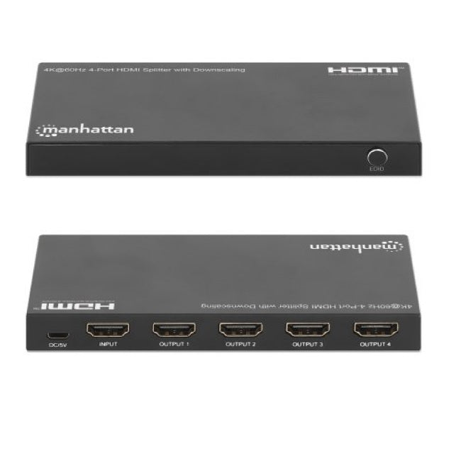 Video Splitter Manhattan HDMI 4 puertos 4K 60Hz con interruptor EDID reductor de escala