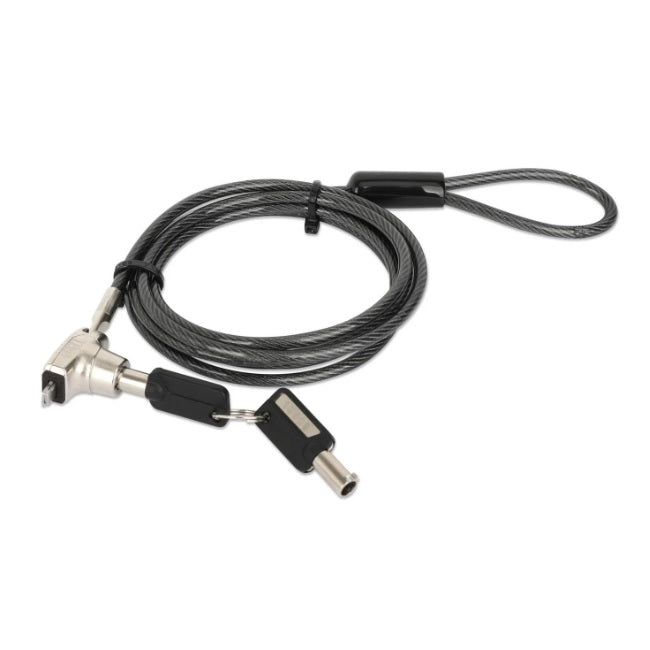 Candado para Laptop Manhattan Nano con llave cable de acero de 1.8 m cubierta de PVC negra dos llaves incluidas