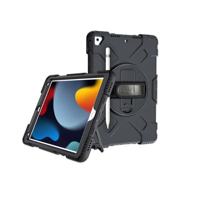 Funda Manhattan de uso rudo para iPad de 10.2 8a y 9a generacion negro 273x195x26 mm correa mano y hombro