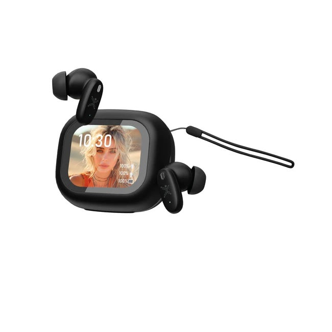 Audífonos Inalámbricos Perfect Choice TWS con Inteligencia Artificial ANC y Pantalla Táctil Auralis modelo PC-117230 color Negro