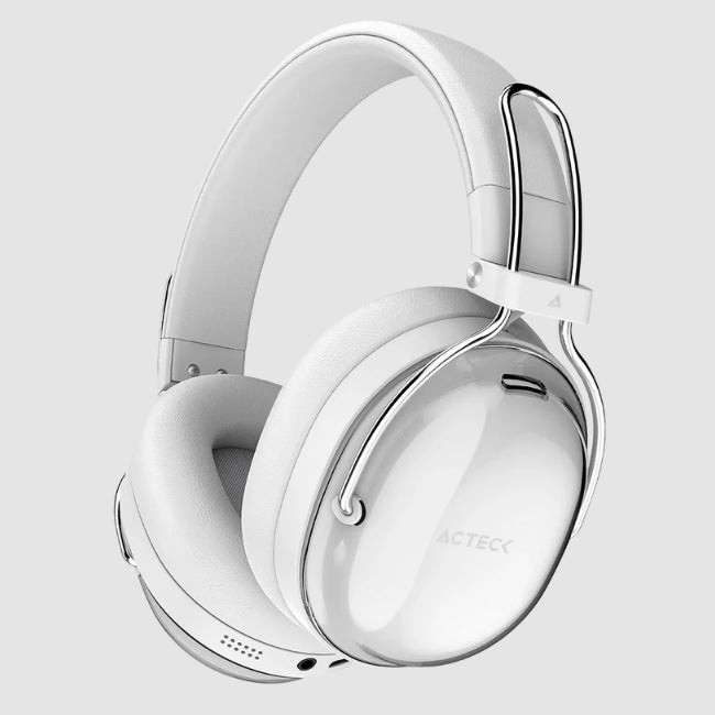 Audífonos Inalámbricos Acteck Over Ear Luxe Pure HP730 Blanco Bluetooth 5.4 Cancelación de ruido Híbrido Microfono Omnidireccional