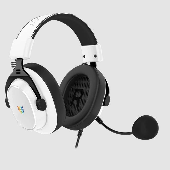 Audífonos Balam Rush Gamer Aviator Expert HA777 Blanco Alambricos Over Ear Bocinas 53 mm + Microfono Desmontable Compatible con PC Dispositivos móviles Consolas RGB Conexión USB