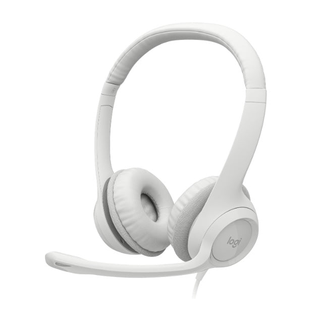 Audifono Diadema Logitech H390 blanco con microfono alambricos USB control de audio