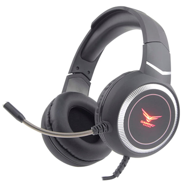 Audífono gamer diadema alámbrico Naceb iluminación 2 Metros 3.5mm RGB USB c/microf flexible 2.0 modelo NA-0311 color Negro
