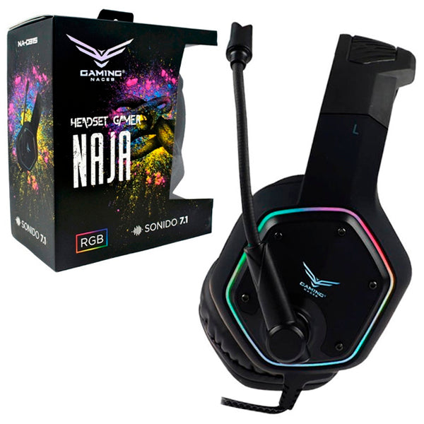 Audífono Naceb gamer Naja7.1Alámbrico 2 Metros USB color Negro