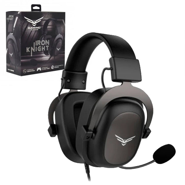 Audífono gamer diadema iron knight 3.5mm compatible con ps4 y xbox micrófono desmontable diseño ligero modelo NA-0318 color Negro