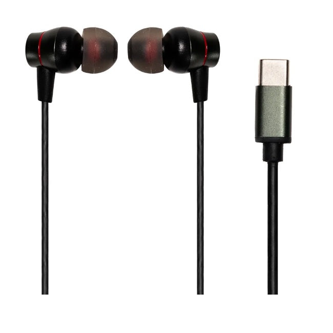 Audifonos alambricos Naceb color Negro IN-EAR USB-C con control