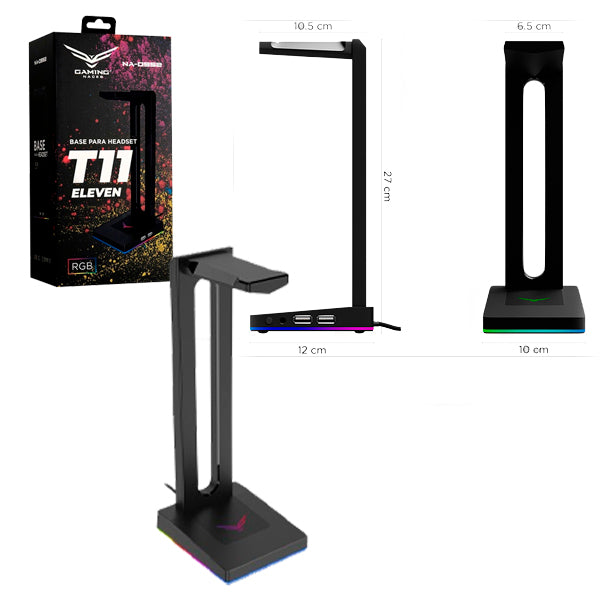 Base para audífonos Naceb iluminación rgb 2 USB 1 3.5mm molex