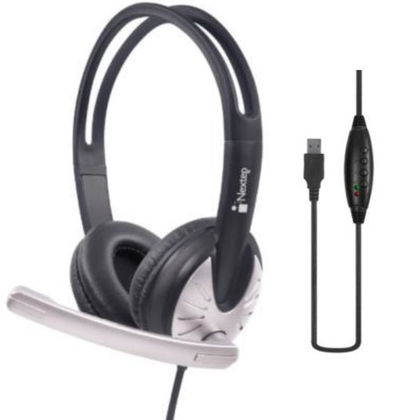 AUDIFONOS DIADEMA NEXTEP ALAMBRICO BASICA CON MICROFONO USB NEGRO NE-425C
