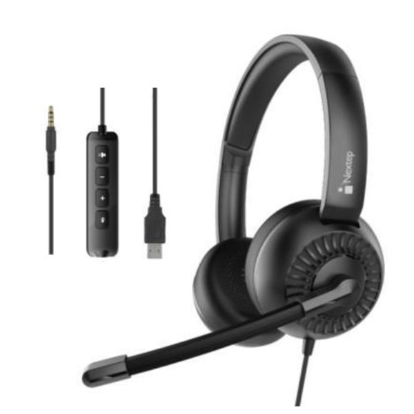 AUDIFONOS DIADEMA NEXTEP ALAMBRICO CON MICROFONO USB/3.5MM NEGRO NE-426