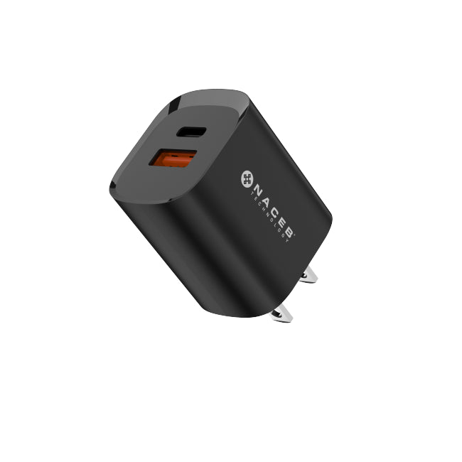 Cargador de pared Naceb Gan USB-A+ USB-C de 35W modelo NA-0143