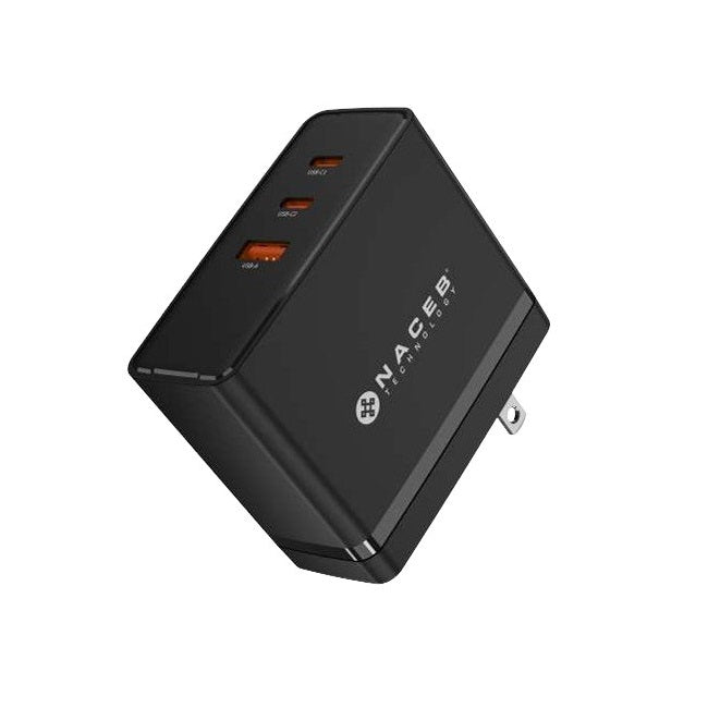 Cargador de pared Naceb Gan USB-A+ USB-C + USB-C de 100W modelo NA-0145