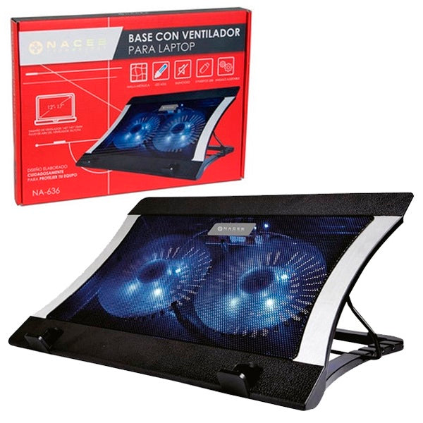 Base enfriadora laptop 2 ventilador marca Naceb