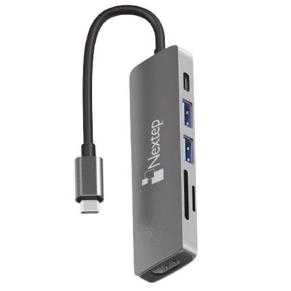 HUB NEXTEP USB-C 6 EN 1 USB 3.0/HDMI/4K LECTOR SD-TF GRIS NE-446