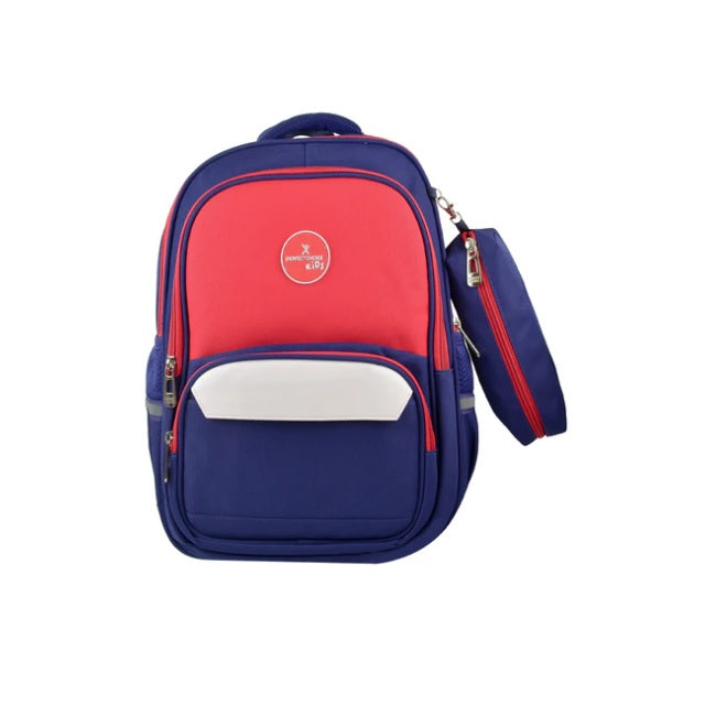 Mochila Escolar Perfect Choice para niños Bookery modelo PC-085232 color Azul con Rojo