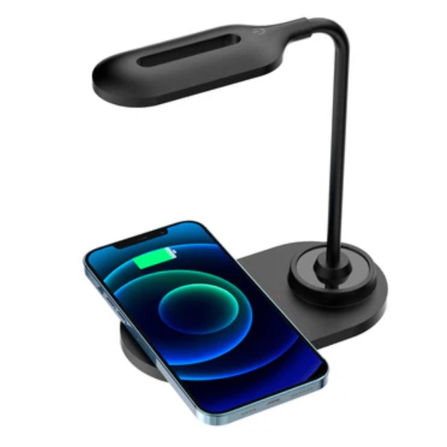 Cargador Perfect Choice inalámbrico 15 W y Lámpara Led Daylight modelo PC-241058 color Negro