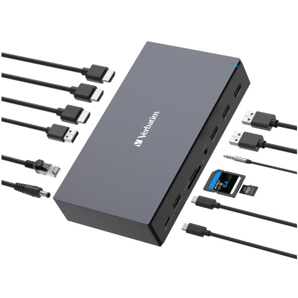 Docking Station Verbatim estacion de acoplamiento USB-C Pro 17 en 1modelo VB32172 color Negro