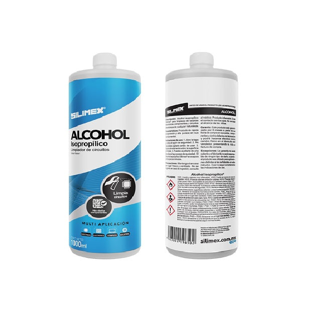 Alcohol Silimex Isopropilico para limpieza de equipos de vídeo fibra optica computo y equipo telefonico 1000 mL