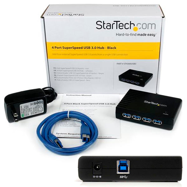 CONCENTRADOR HUB USB 3.0 SUPER SPEED DE 4 PUERTOS CON ALIMENTACION-4 TOTAL USB PORT(S)-4 USB 3.0 PORT(S)-PC