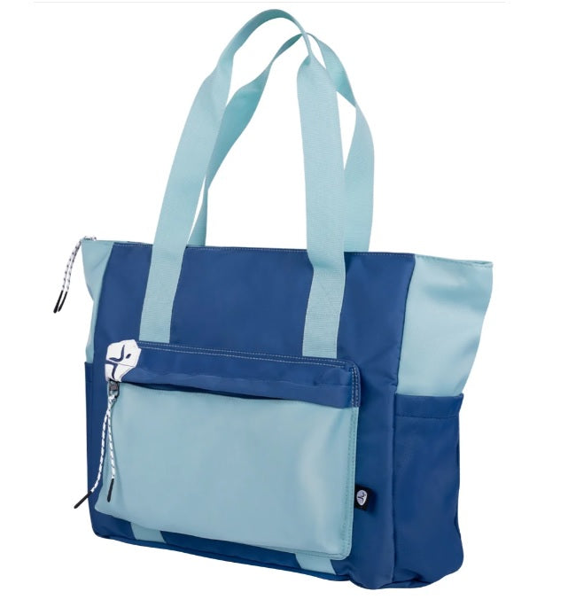 Bolsa Totebag Techzone Ocean Tote 15.6 Turquesa y Azul 36x36x13cm Exterior y Forro 100% Poliéster 1 Bolsa Frontal 1 Compartimiento Trasero y 2 Laterales Portabotellas