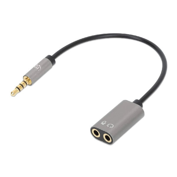 Adaptador Manhattan de audio 3.5mm 1 a 2(microfono+audio) Negro/Plata