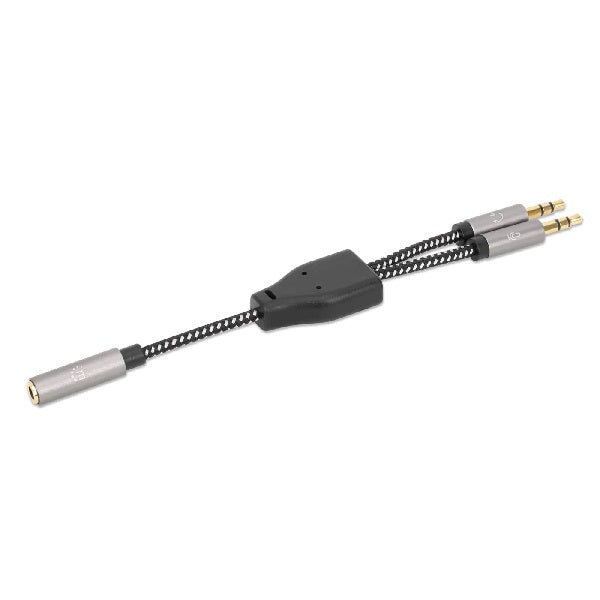 ADAPTADOR MANHATTAN DE AUDIO 3.5MM 1 HEMBRA A 2 MACHO 15CM