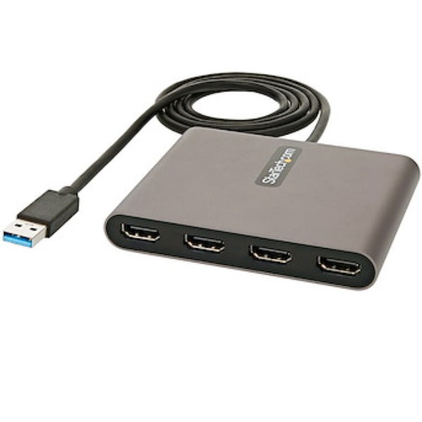 Adaptador Startech Conversor USB 3.0 a 4 Puertos HDMI - Tarjeta de Video Externa - Dongle Llave USB-A - 1080p a 60Hz - Win - 4 x HDMI Digital Audio/Video Female