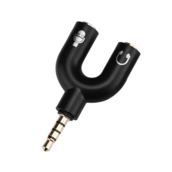 ADAPTADOR STEREO 3.5 MM MACHO A DUAL 3.5 MM HEMBRA Y NEGRO (PRODUCTO A GRANEL)