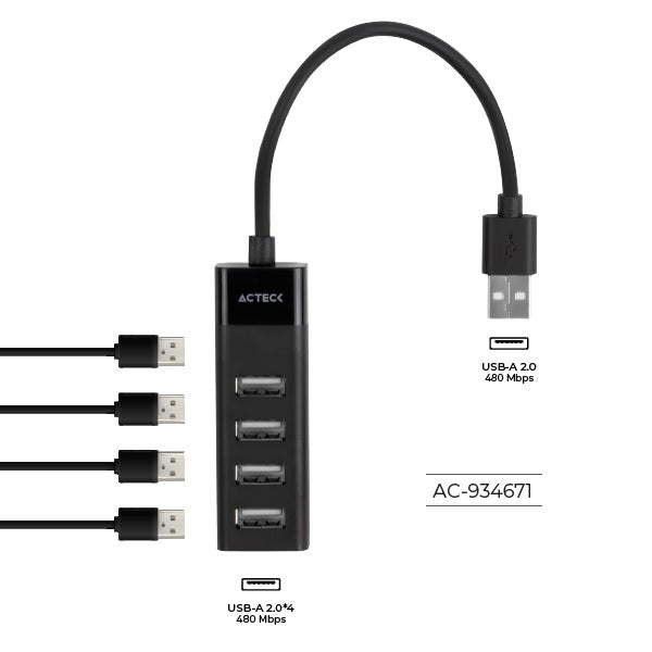 Hub USB Acteck USB 4 en 1 Port X2 HD420 4 USB-A 2.0