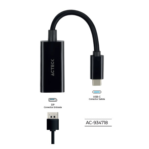 Adaptador Acteck USB C a Displayport Shift Plus AD420 para video hasta 4K macho hembra