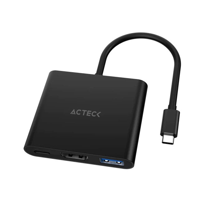 Adaptador Acteck Shift Plus AH445 3 en 1 Para Video Hasta 4k USB C a HDMI/USB 3.0/PD 100W Macho a Hembra