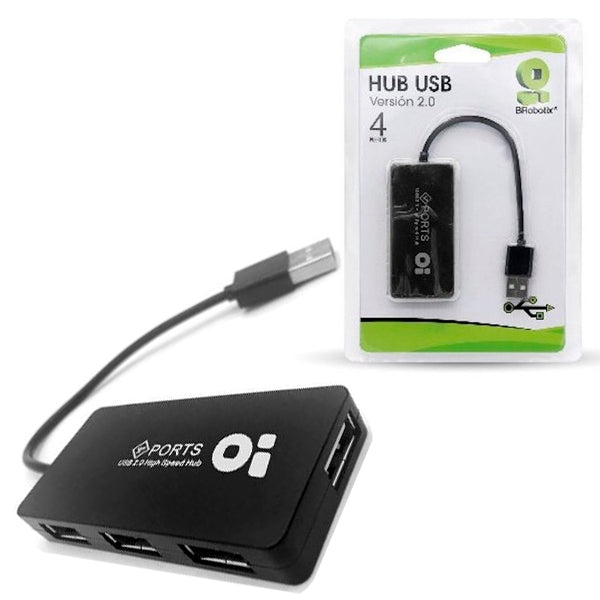 Hub Brobotix de 4 puertos USB a A 2.0 USB a A 2.0 480 Mbit/s modelo 180455 color Negro