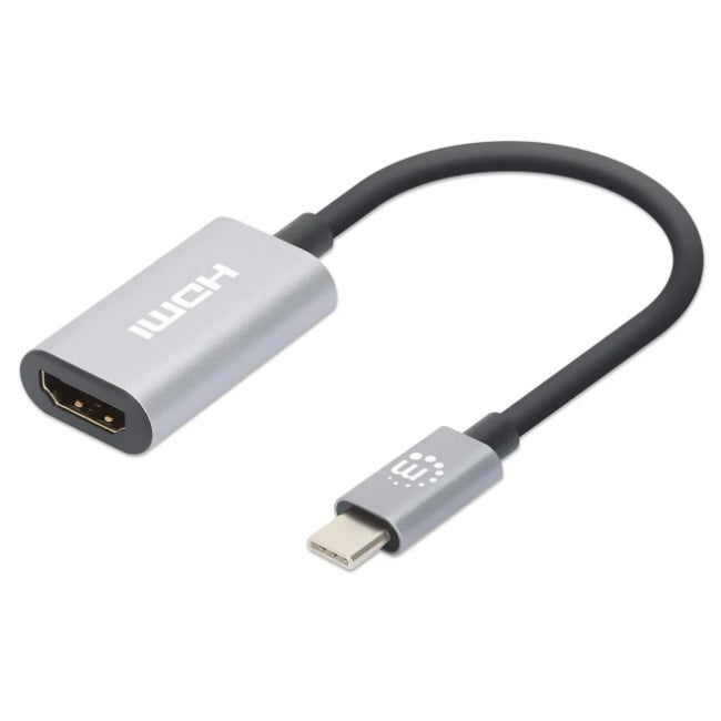 Convertidor Manhattan USB C a HDMI 4K 60Hz aluminio gris espacial