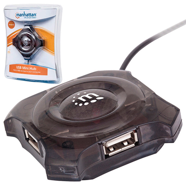 HUB Manhattan USB 4 puertos Negro