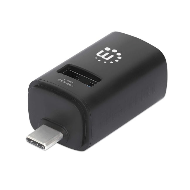 HUB Manhattan USB C con 3 puertos USB A 3.0, 2.0, 480 Mbps, ultracompacto