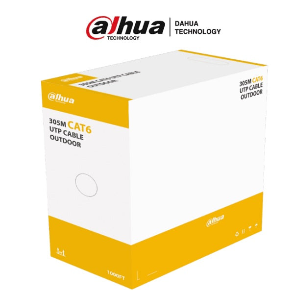 Bobina Dahua DH-PFM920-6U de cable UTP para exterior Cat6e 305 m 100% cobre cumple con estandares ANSI/TIA 568-C.2 negro
