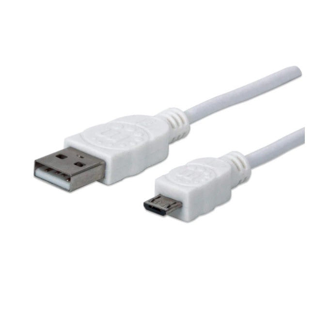 Cable Manhattan USB A a USB Micro B V2.0 para transferencia de datos y carga 90cm blanco